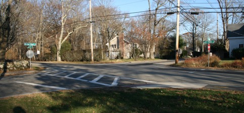This figure is an image showing an intersection in a residential area near Hatherly School where most of the walking students live.